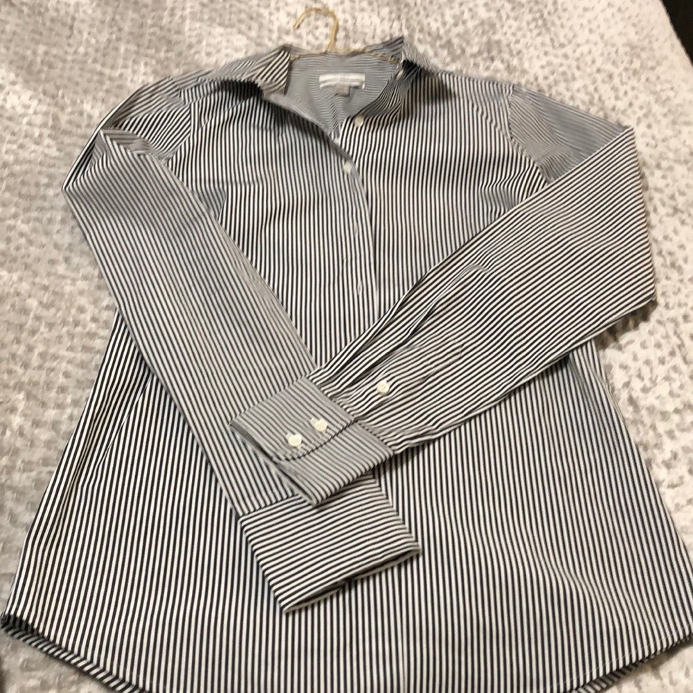 CJ.Crew Long Sleeve Black and White Striped Shirt